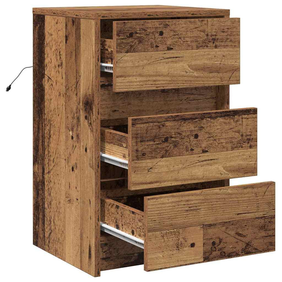 Nachtkastje met lade Oudhout 38 x 34 x 61 cm Bewerkt hout