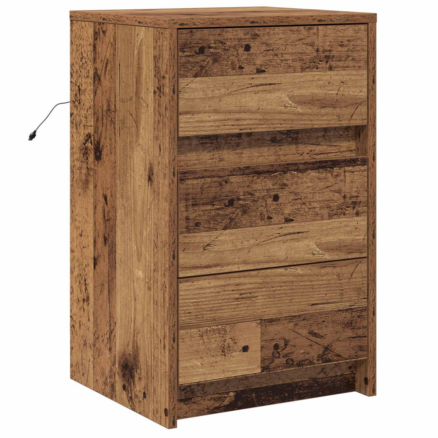 Nachtkastje met lade Oudhout 38 x 34 x 61 cm Bewerkt hout