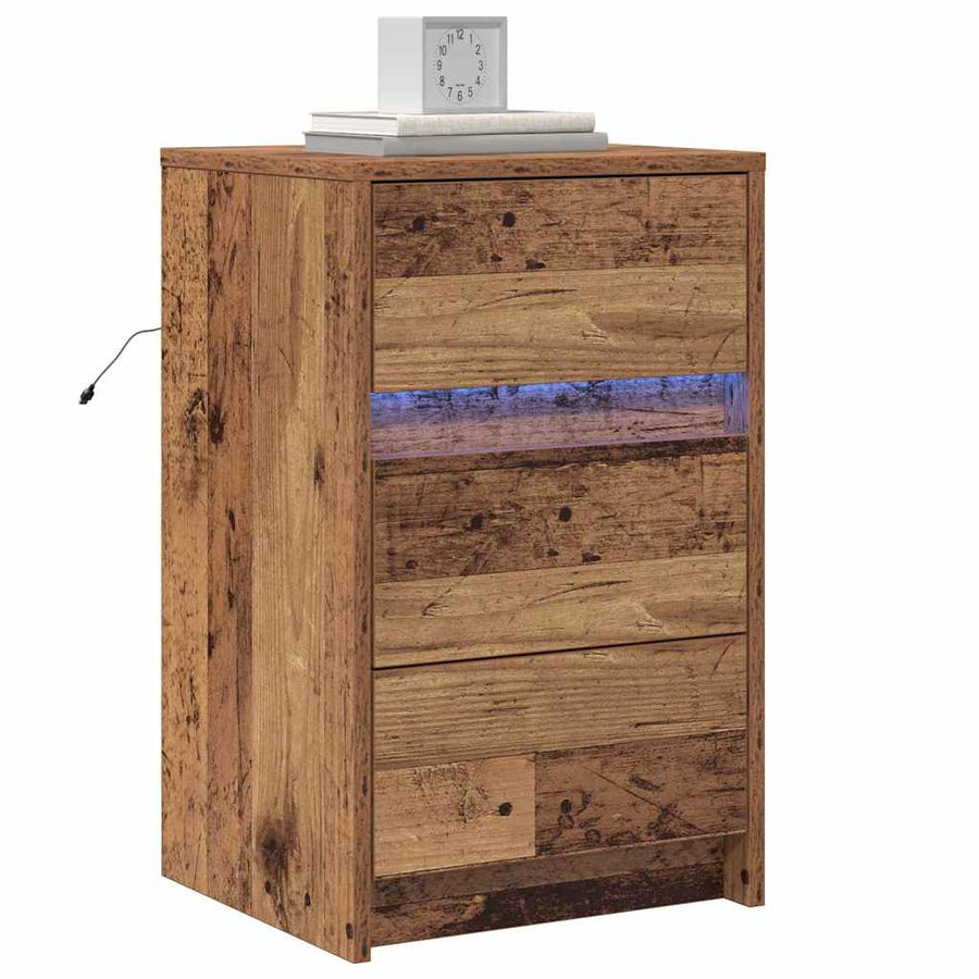 Nachtkastje met lade Oudhout 38 x 34 x 61 cm Bewerkt hout