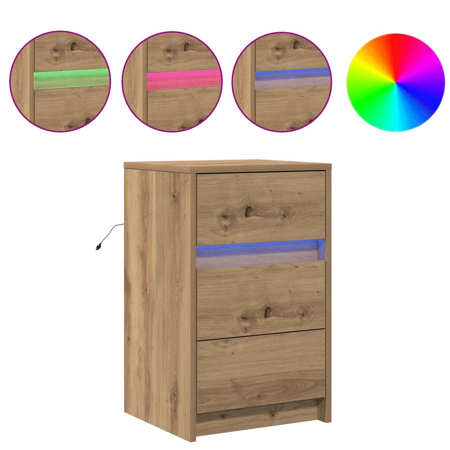 Nachtkastje met lade Artisan Eiken 38 x 34 x 61 cm Bewerkt hout