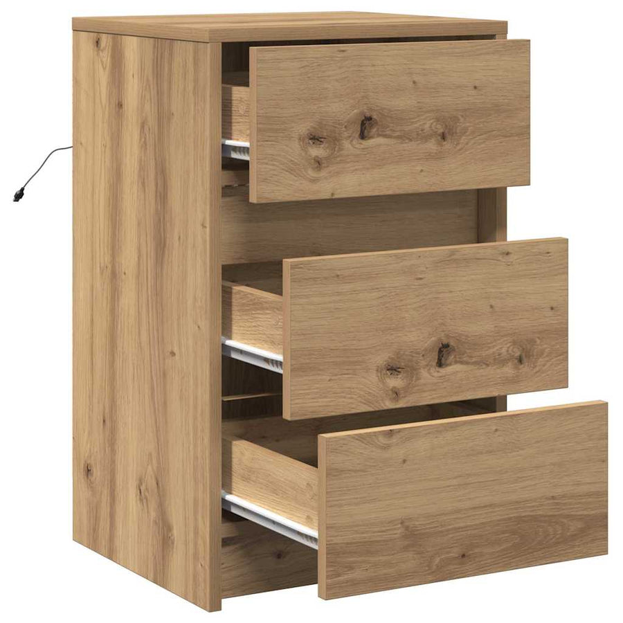 Nachtkastje met lade Artisan Eiken 38 x 34 x 61 cm Bewerkt hout