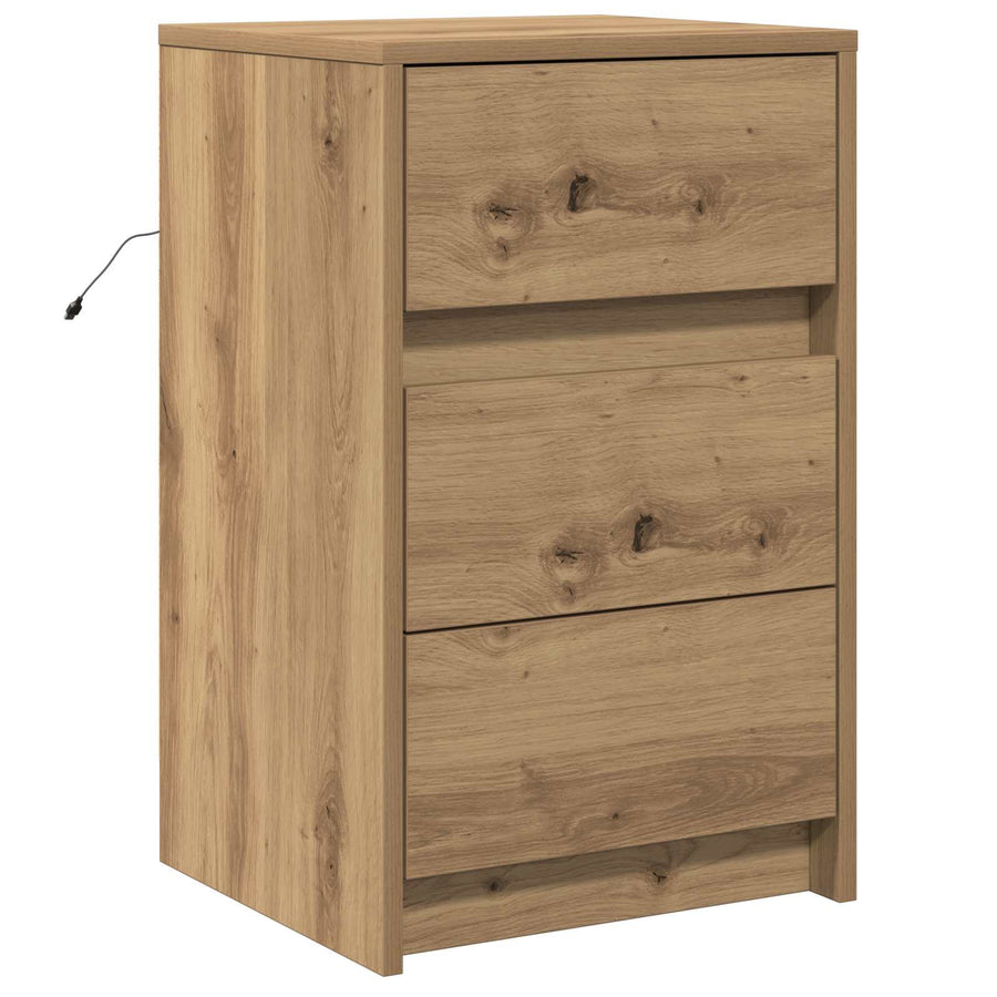 Nachtkastje met lade Artisan Eiken 38 x 34 x 61 cm Bewerkt hout