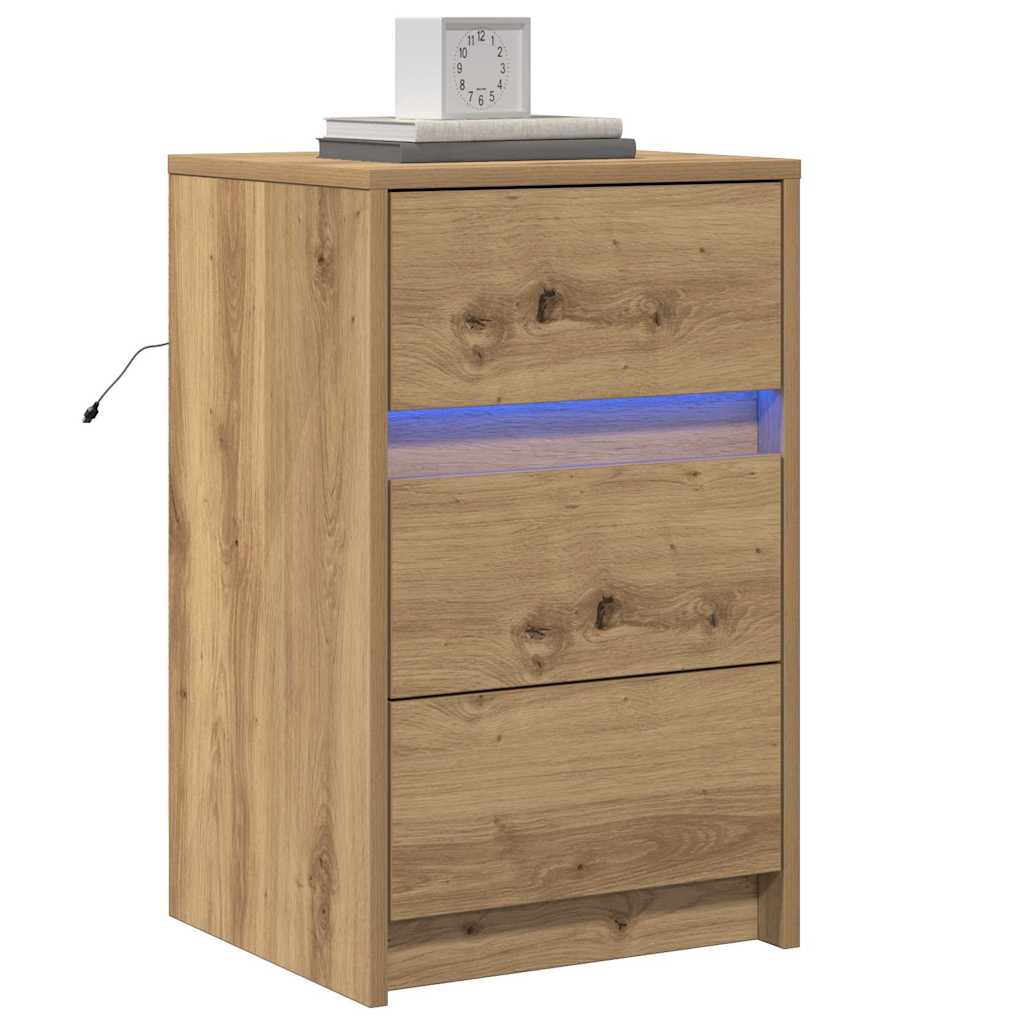 Nachtkastje met lade Artisan Eiken 38 x 34 x 61 cm Bewerkt hout