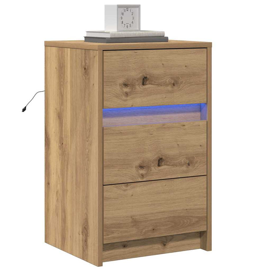 Nachtkastje met lade Artisan Eiken 38 x 34 x 61 cm Bewerkt hout