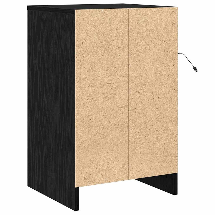 Nachtkastje met lade Zwart Eiken 38 x 34 x 61 cm Bewerkt hout