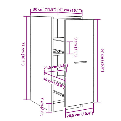 Apothekerskast Zwart eiken 30 x 41 x 77,5 cm Bewerkt hout
