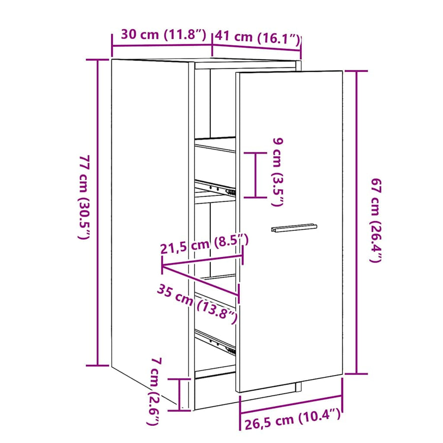 Apothekerskast Zwart eiken 30 x 41 x 77,5 cm Bewerkt hout