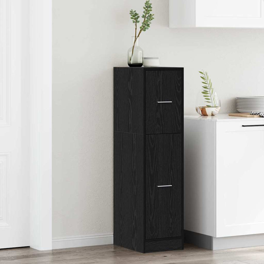 Apothekerskast Zwart eiken 30 x 41 x 118 cm Bewerkt hout