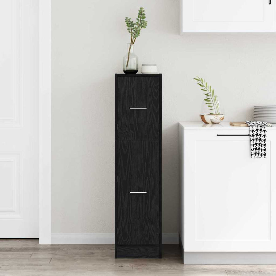 Apothekerskast Zwart eiken 30 x 41 x 118 cm Bewerkt hout
