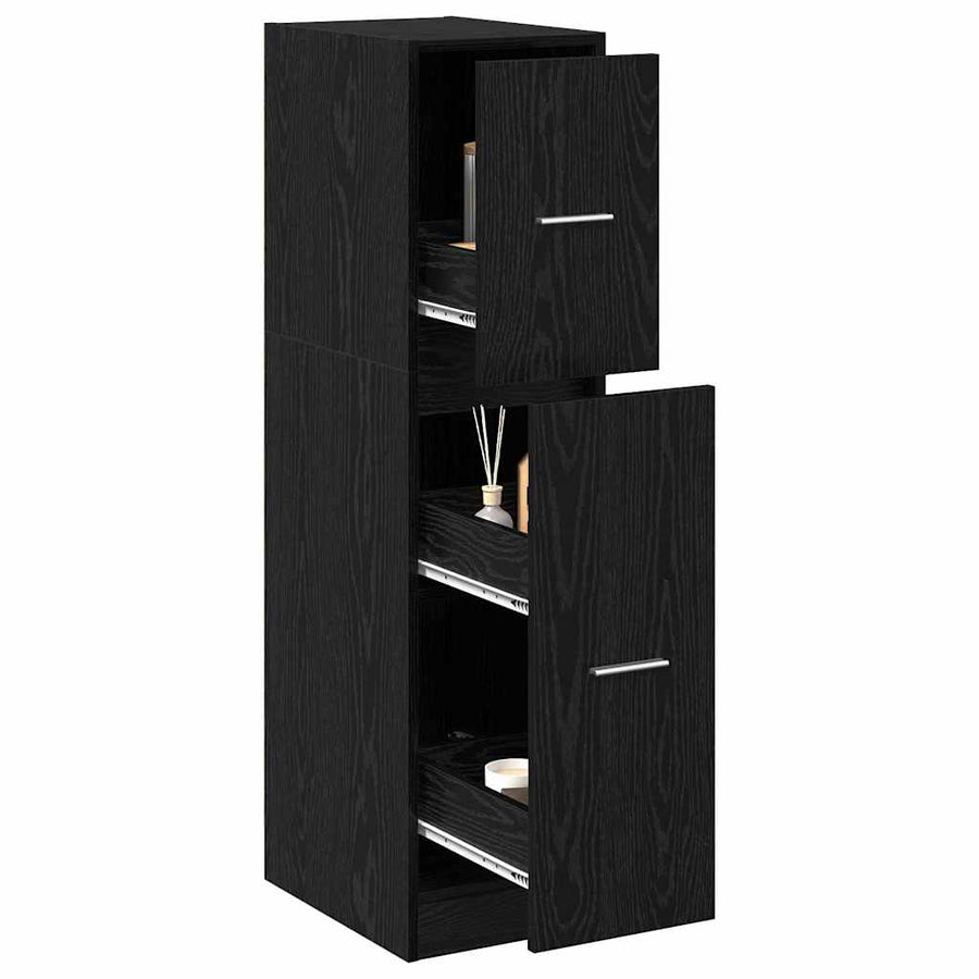 Apothekerskast Zwart eiken 30 x 41 x 118 cm Bewerkt hout