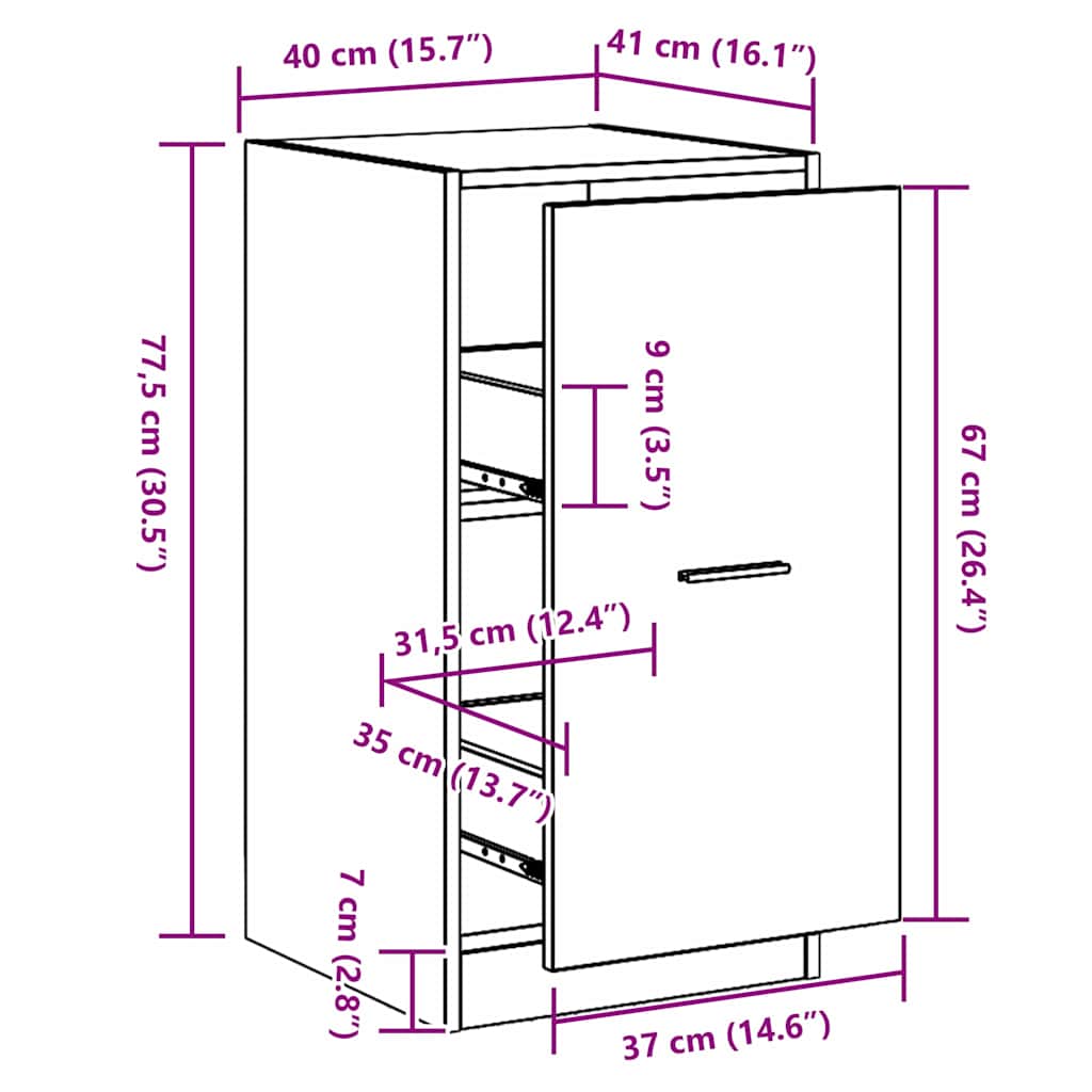Apothekerskast Zwart eiken 40 x 41 x 77.5 cm Bewerkt hout