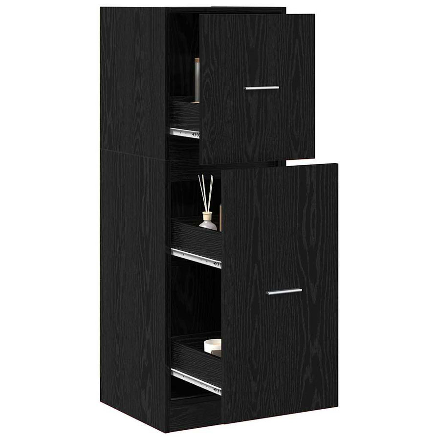 Apothekerskast Zwart eiken 40 x 41 x 118 cm Bewerkt hout