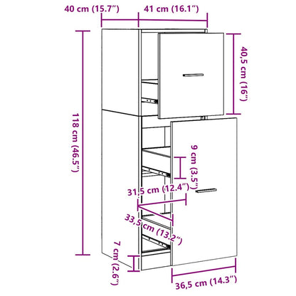Apothekerskast Zwart eiken 40 x 41 x 118 cm Bewerkt hout