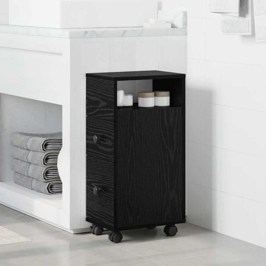 Badkamermeubelset Zwart Eiken 33 x 23 x 65 cm Bewerkt hout