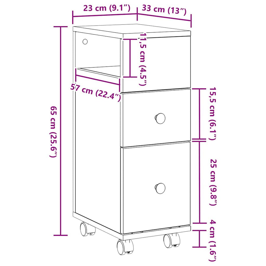 Badkamermeubelset Zwart Eiken 33 x 23 x 65 cm Bewerkt hout