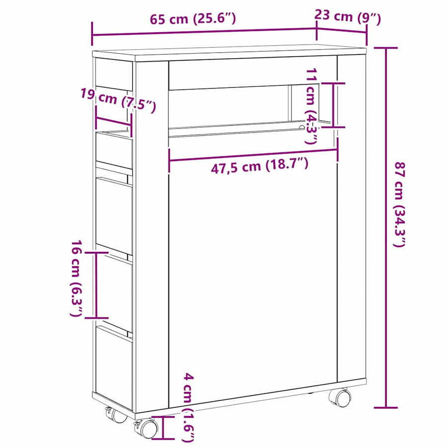 Badkamermeubelset Zwart Eiken 65 x 23 x 87 cm Bewerkt hout