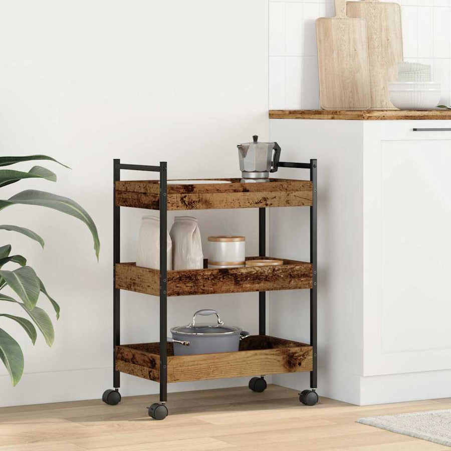 Keuken Trolley Oud hout 50 x 30 x 70 cm Bewerkt hout