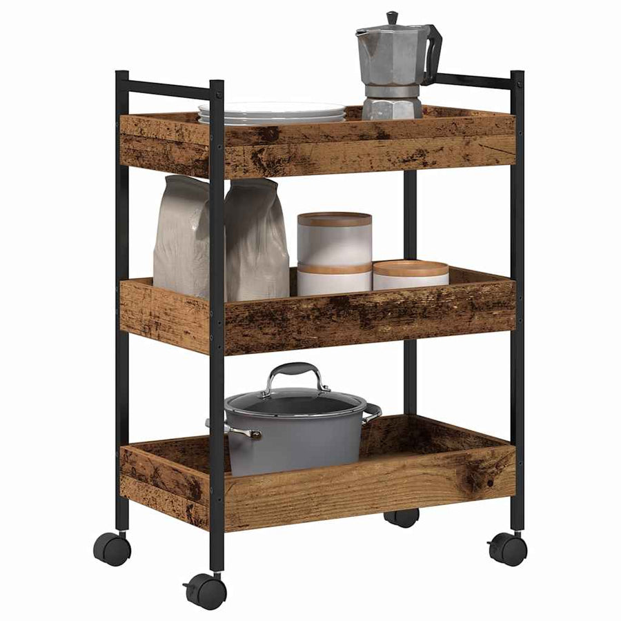 Keuken Trolley Oud hout 50 x 30 x 70 cm Bewerkt hout