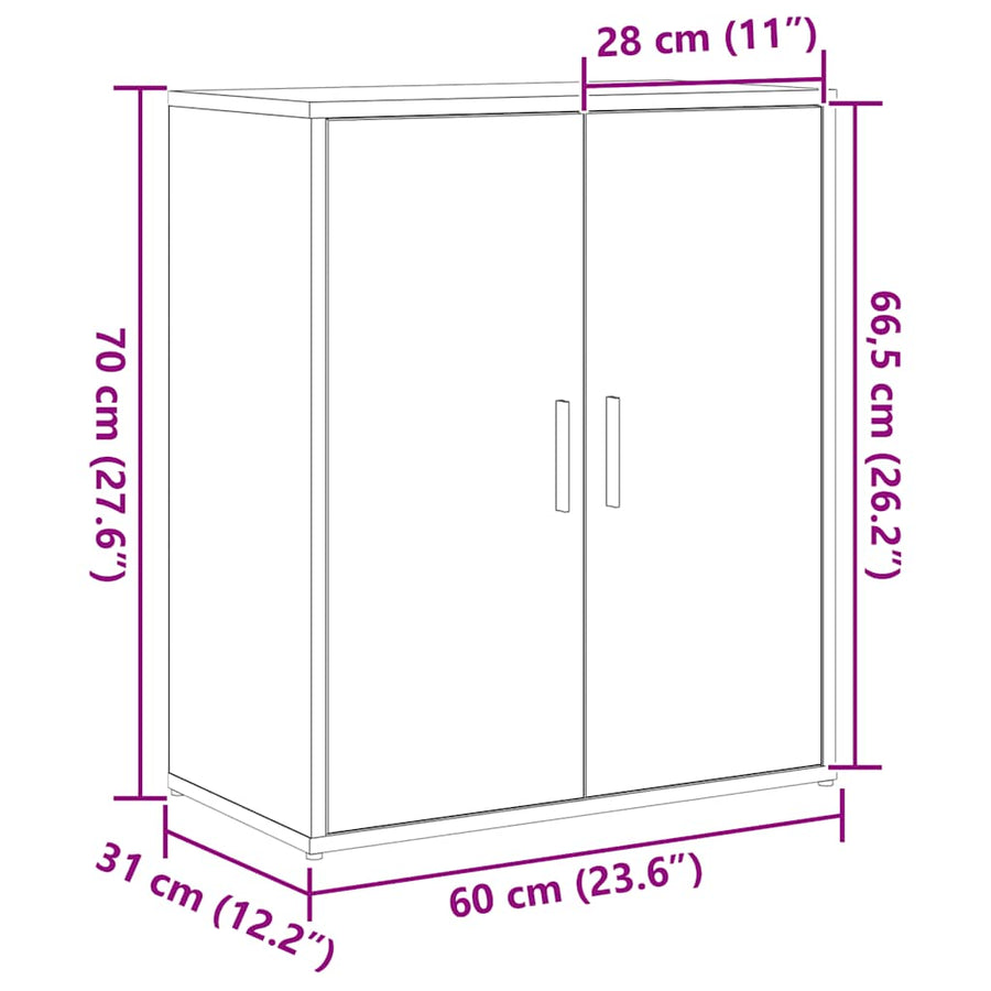Dressoir Zwart Eiken 60x31x70 cm Engineered Wood