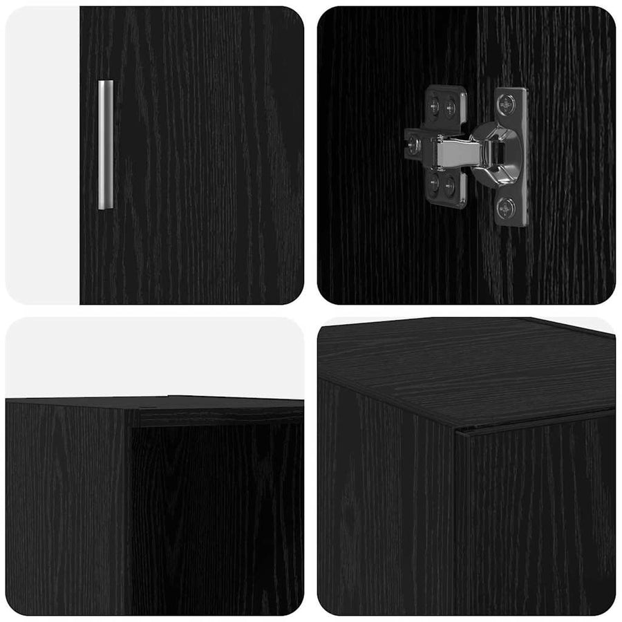 Wandkast Zwart Eiken 30 x 42,5 x 39,5 cm Bewerkt hout