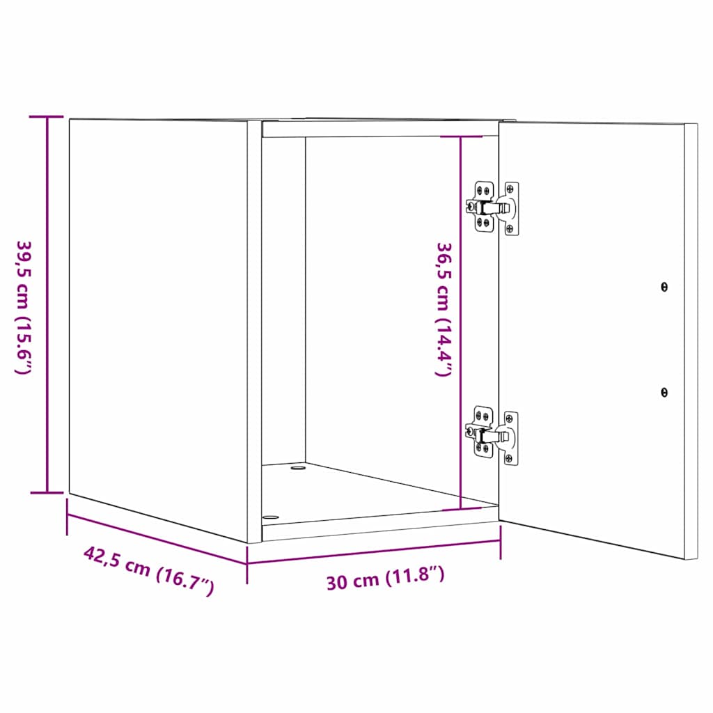Wandkast Zwart Eiken 30 x 42,5 x 39,5 cm Bewerkt hout