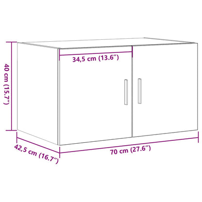 Wandkast Zwart eiken 70 x 42.5 x 40 cm Bewerkt hout