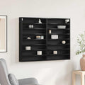 Vitrinekast Zwart Eiken 100 x 8,5 x 75 cm Bewerkt hout