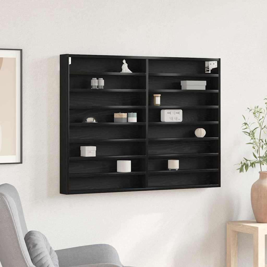 Tentoonselkast Met Plank Anders Zwart Eiken 100 X 8.5 X 75 Cm