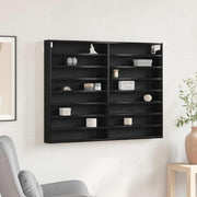 Vitrinekast zwart eiken 100x8.5x75 cm