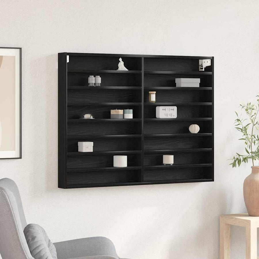 Tentoonselkast Met Plank Anders Zwart Eiken 100 X 8.5 X 75 Cm