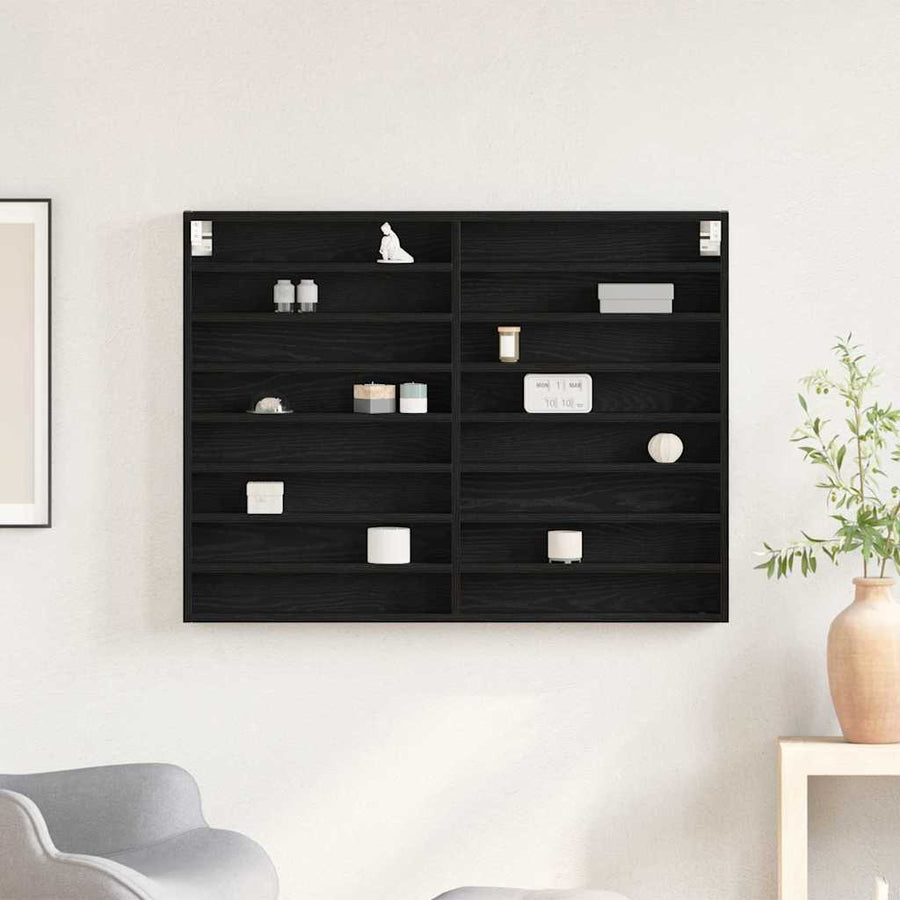 Tentoonselkast Met Plank Anders Zwart Eiken 100 X 8.5 X 75 Cm