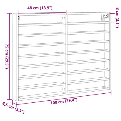 Tentoonselkast Met Plank Anders Zwart Eiken 100 X 8.5 X 75 Cm