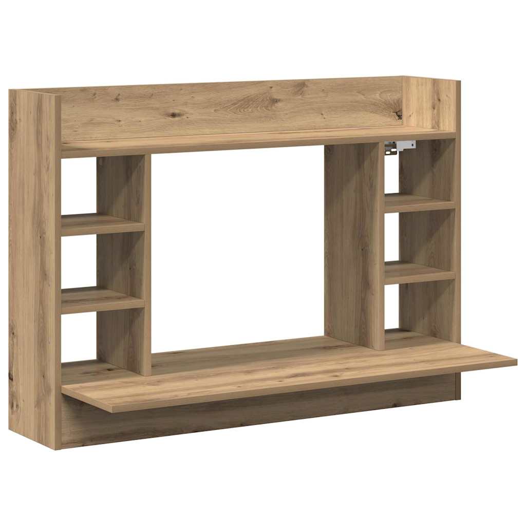 Aan de muur bevestigd bureau met plank artisanaal eikenkleurig