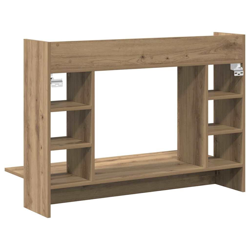 Aan de muur bevestigd bureau met plank artisanaal eikenkleurig