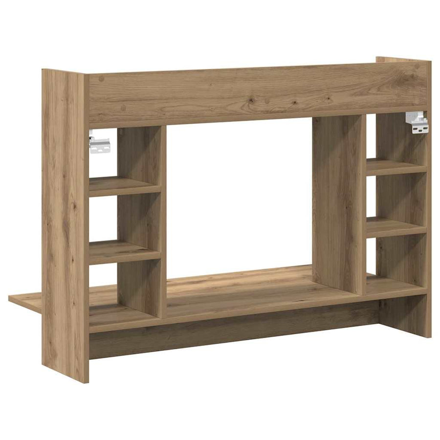 Aan de muur bevestigd bureau met plank artisanaal eikenkleurig