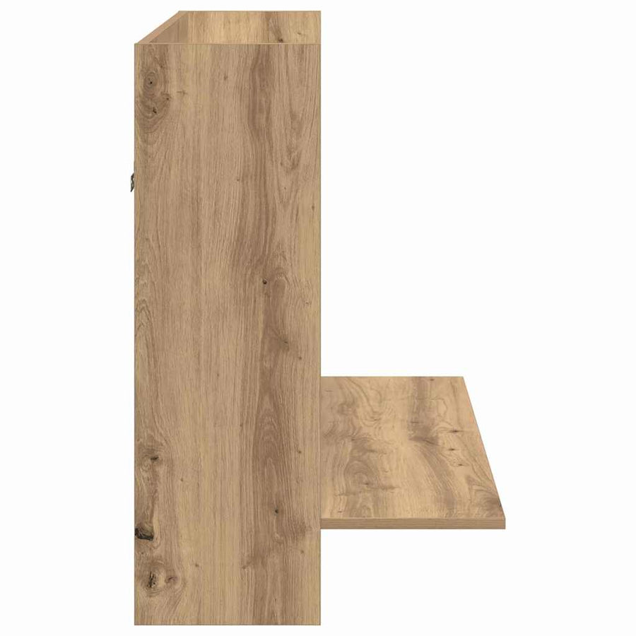 Aan de muur bevestigd bureau met plank artisanaal eikenkleurig