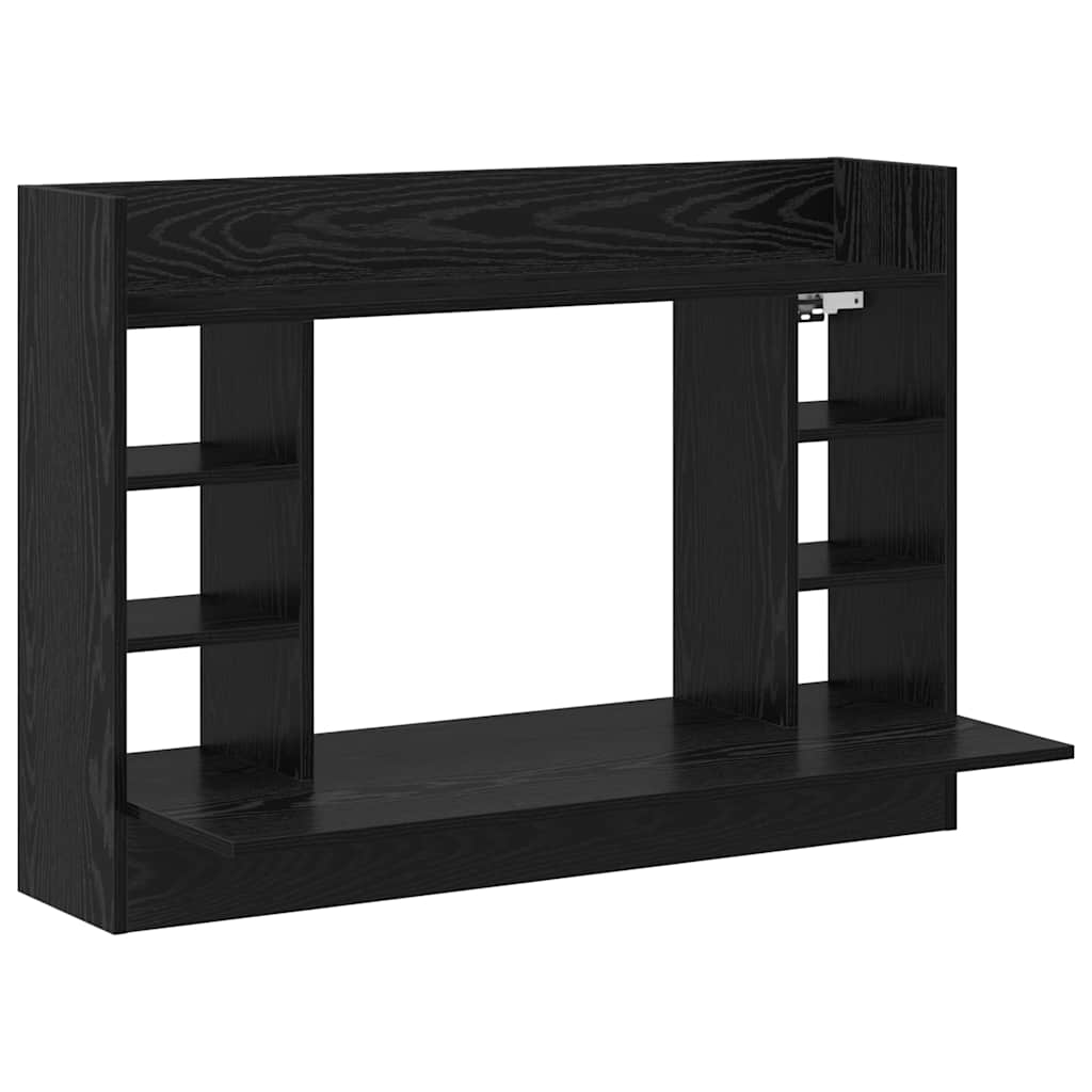 Aan de muur bevestigd bureau Zwart eiken 105 x 48 x 75 cm