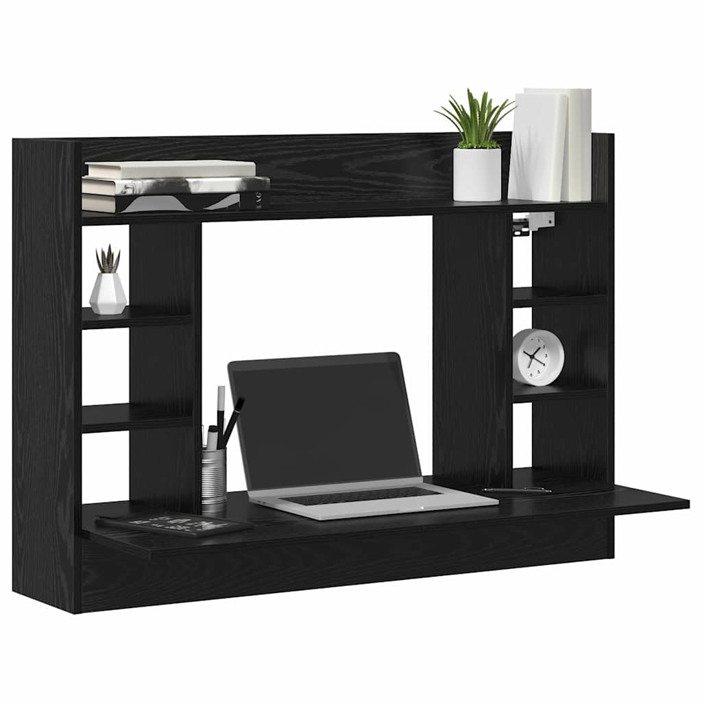 Aan de muur bevestigd bureau Zwart eiken 105 x 48 x 75 cm