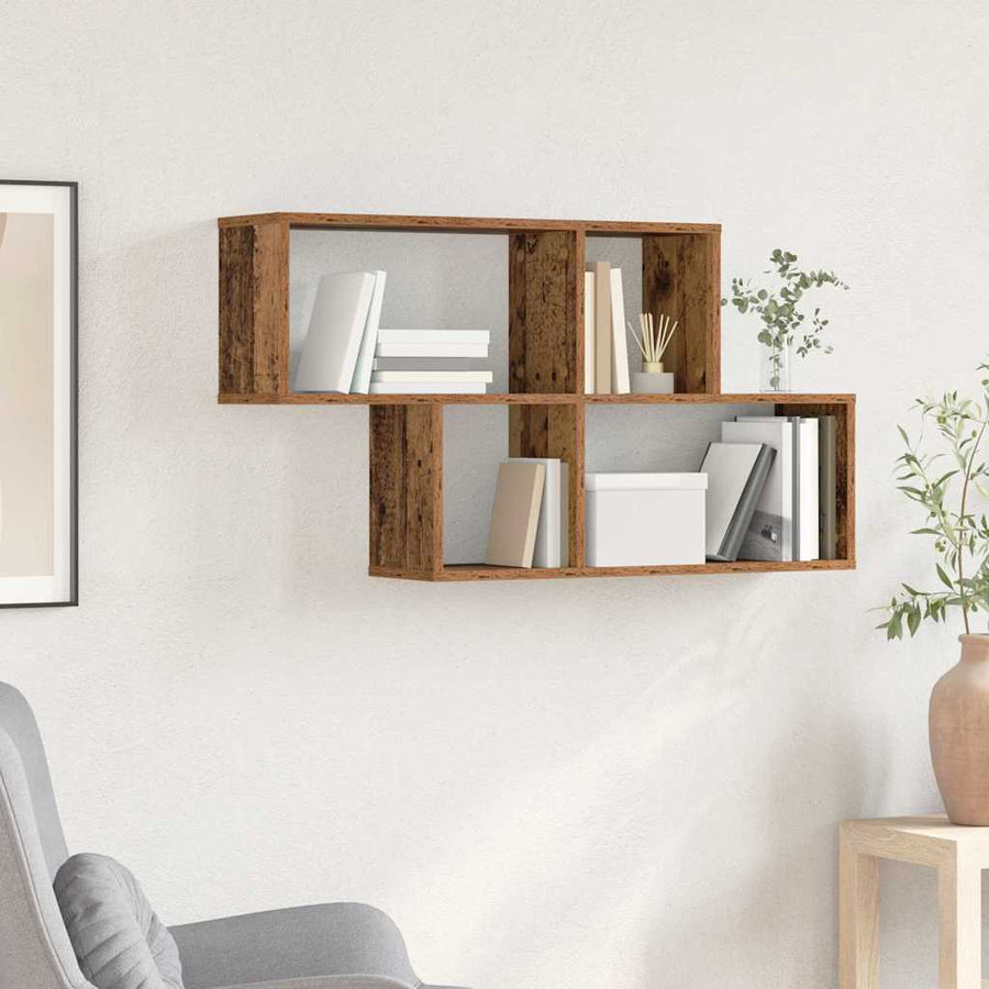 Wandplank met plank Wandgemonteerd Bruin Bewerkt hout