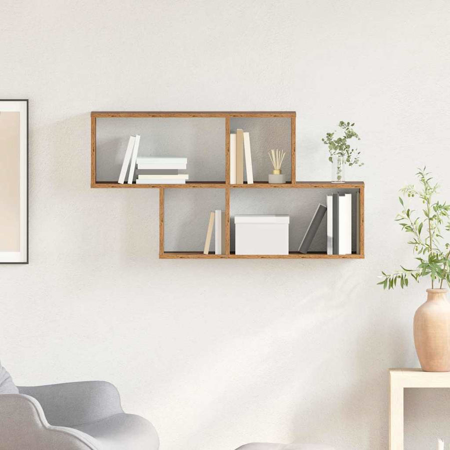Wandplank met plank Wandgemonteerd Bruin Bewerkt hout