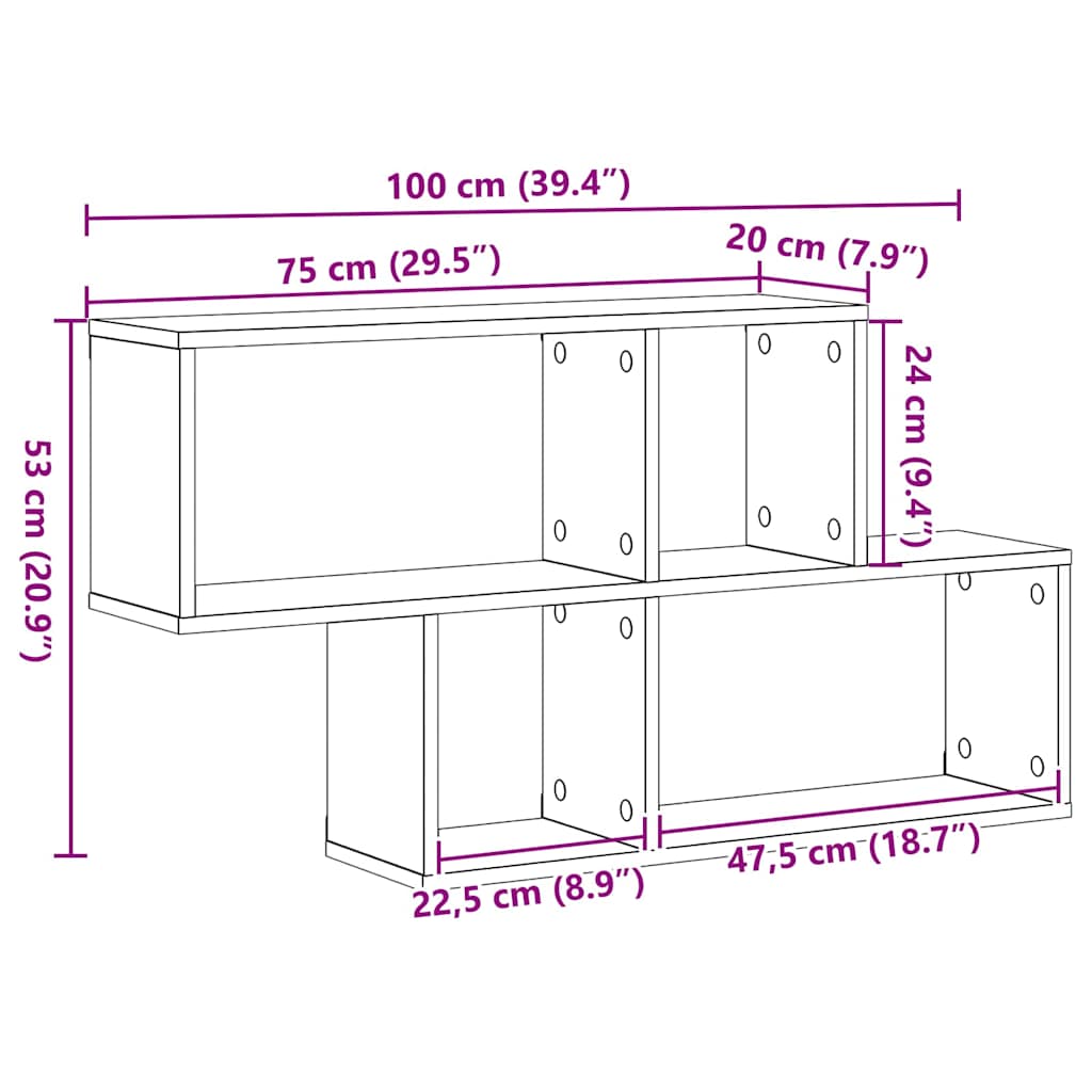 Wandplank met plank Wandgemonteerd Bruin Bewerkt hout