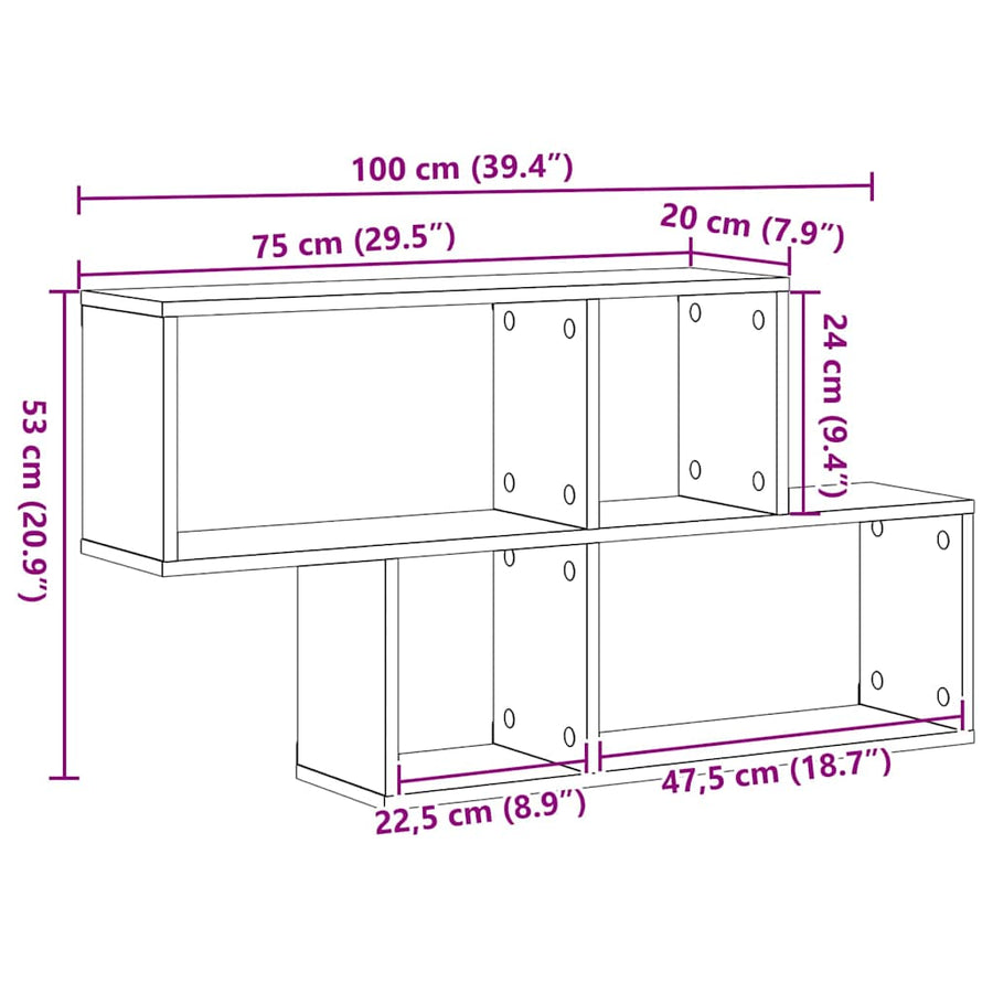 Wandplank met plank Wandgemonteerd Bruin Bewerkt hout