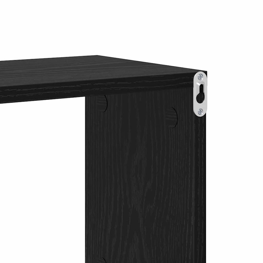 Wandplank met plank Wandgemonteerd Zwart Bewerkt hout