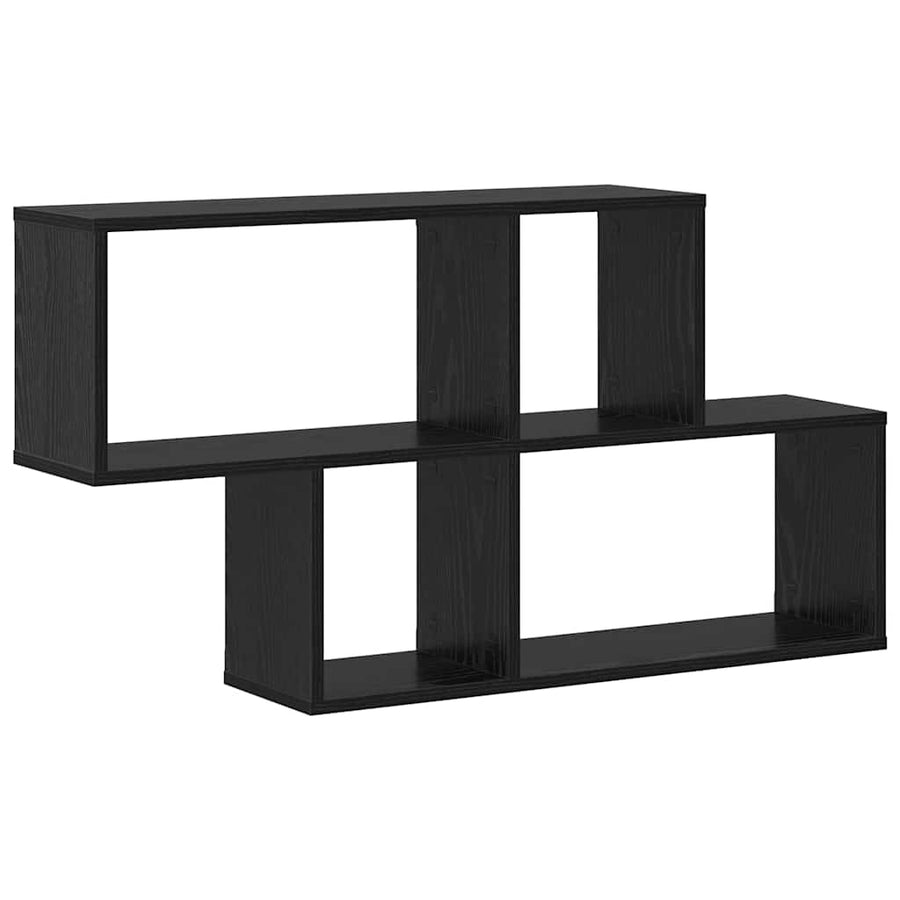 Wandplank met plank Wandgemonteerd Zwart Bewerkt hout