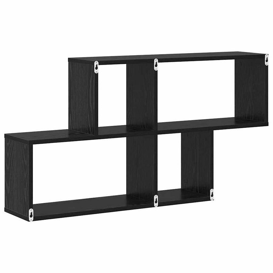 Wandplank met plank Wandgemonteerd Zwart Bewerkt hout