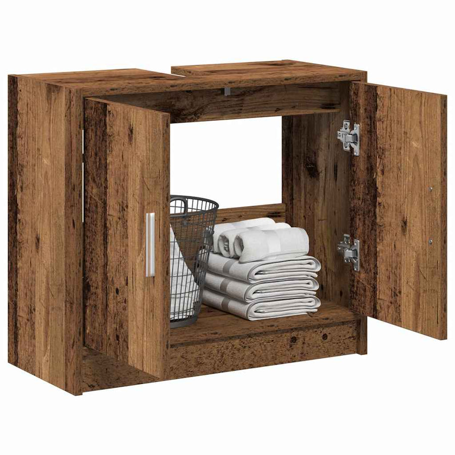 Badkamer Kast met opslag Oud Hout 63 x 29 x 55 cm Bewerkt hout
