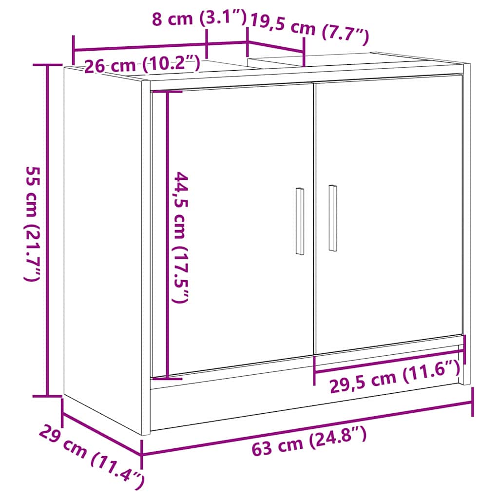 Badkamer Kast met opslag Oud Hout 63 x 29 x 55 cm Bewerkt hout