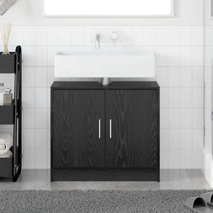 Badkamer Kast Zwart Eiken 63 x 29 x 55 cm Bewerkt hout