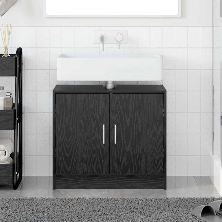 Badkamer Kast Zwart Eiken 63 x 29 x 55 cm Bewerkt hout