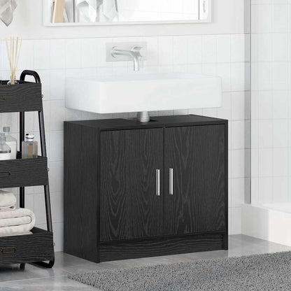 Badkamer Kast Zwart Eiken 63 x 29 x 55 cm Bewerkt hout